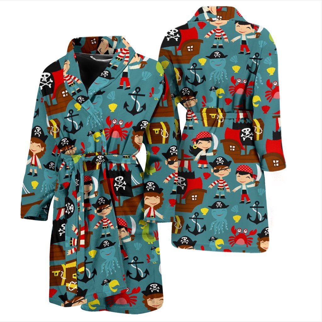 Pirate Pattern Print Men Long Robe-grizzshop