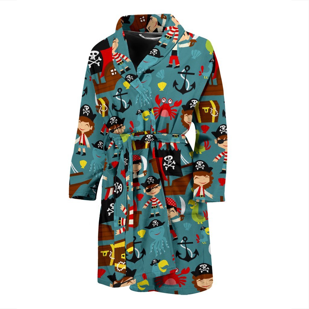 Pirate Pattern Print Men Long Robe-grizzshop