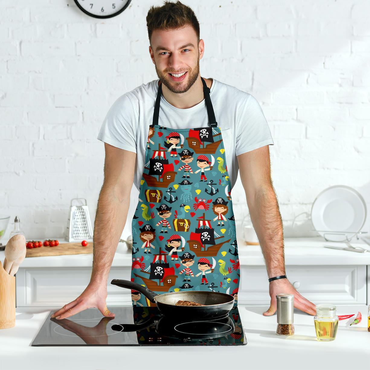 Pirate Pattern Print Men's Apron-grizzshop
