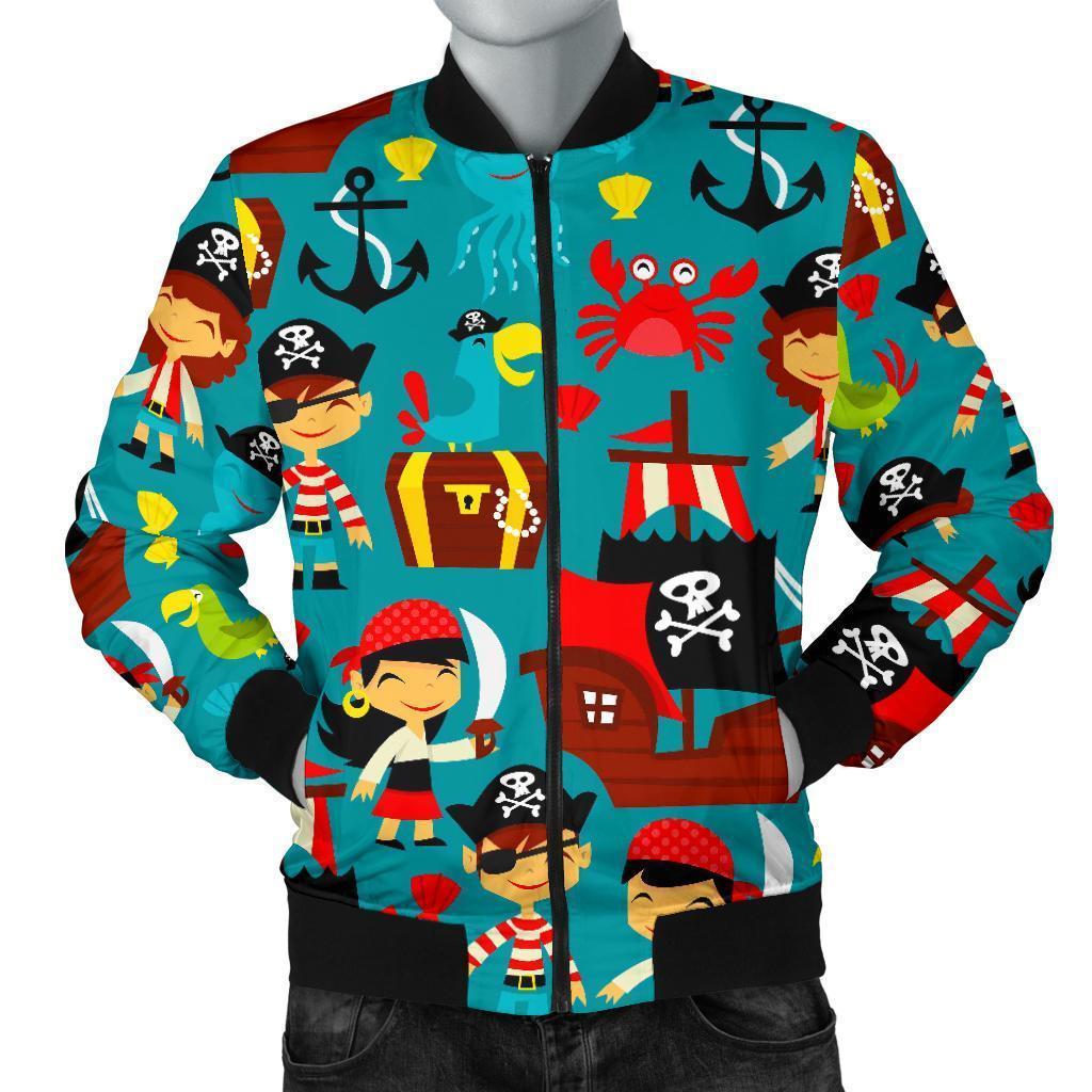 Pirate Pattern Print Men's Bomber Jacket-grizzshop