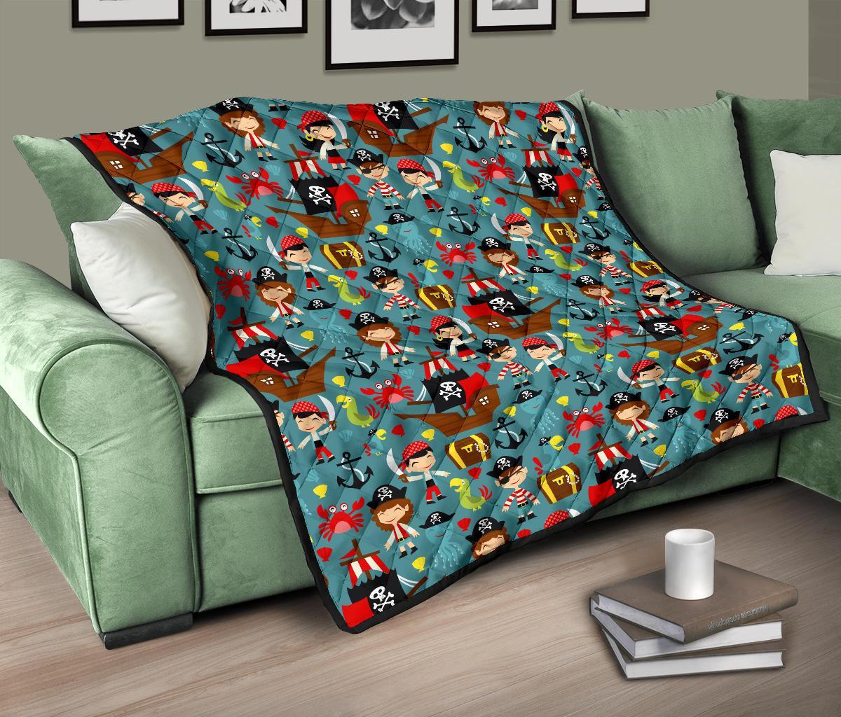 Pirate Pattern Print Quilt-grizzshop