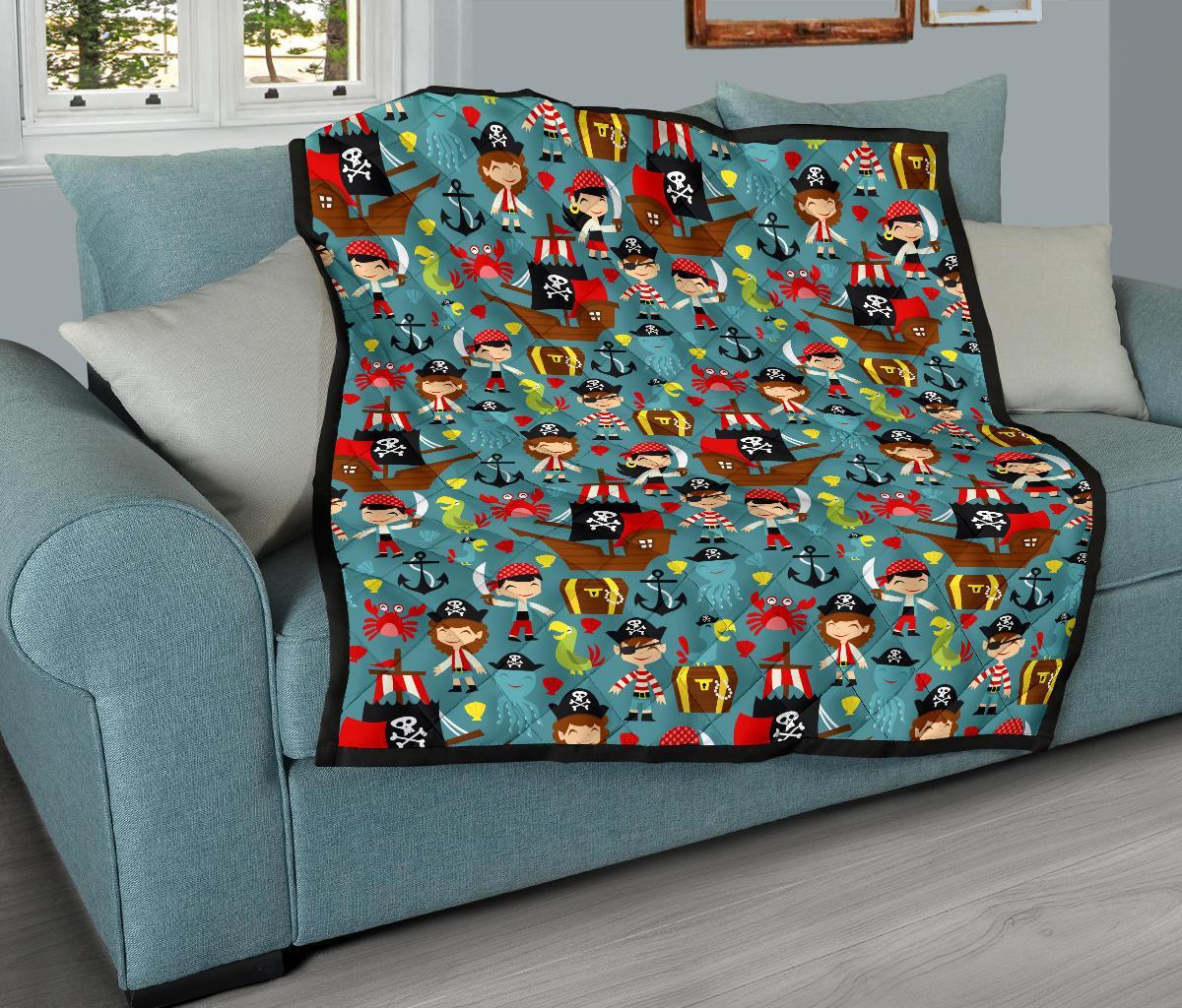 Pirate Pattern Print Quilt-grizzshop