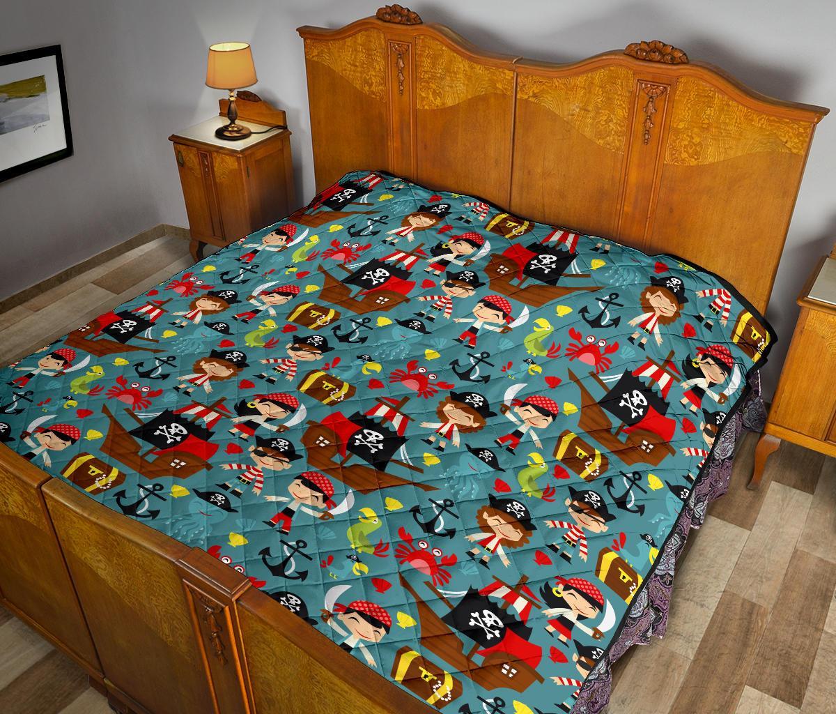 Pirate Pattern Print Quilt-grizzshop