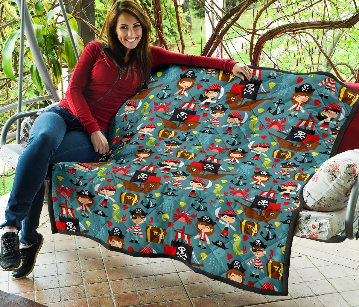 Pirate Pattern Print Quilt-grizzshop