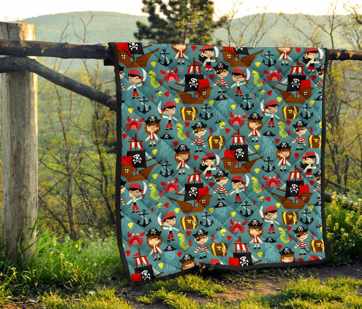 Pirate Pattern Print Quilt-grizzshop