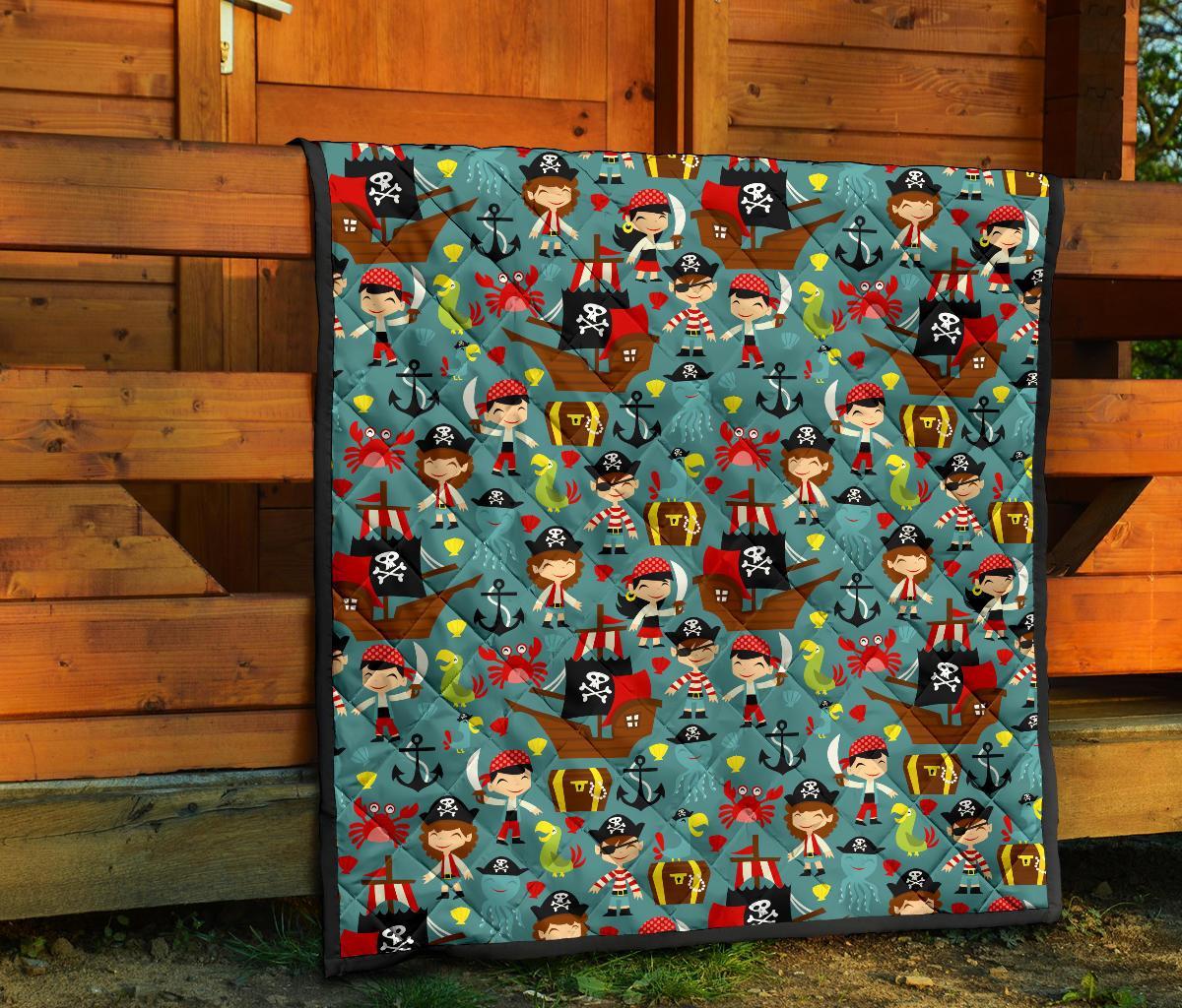 Pirate Pattern Print Quilt-grizzshop
