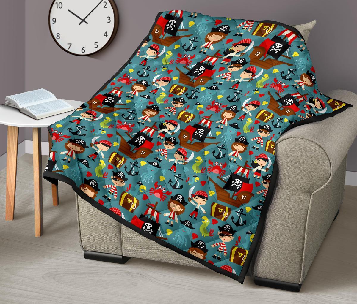 Pirate Pattern Print Quilt-grizzshop
