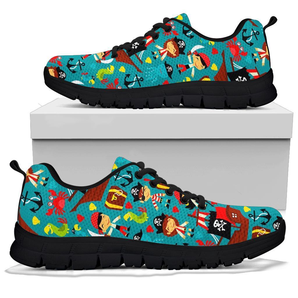 Pirate Pattern Print Sneaker Shoes For Men Women-grizzshop