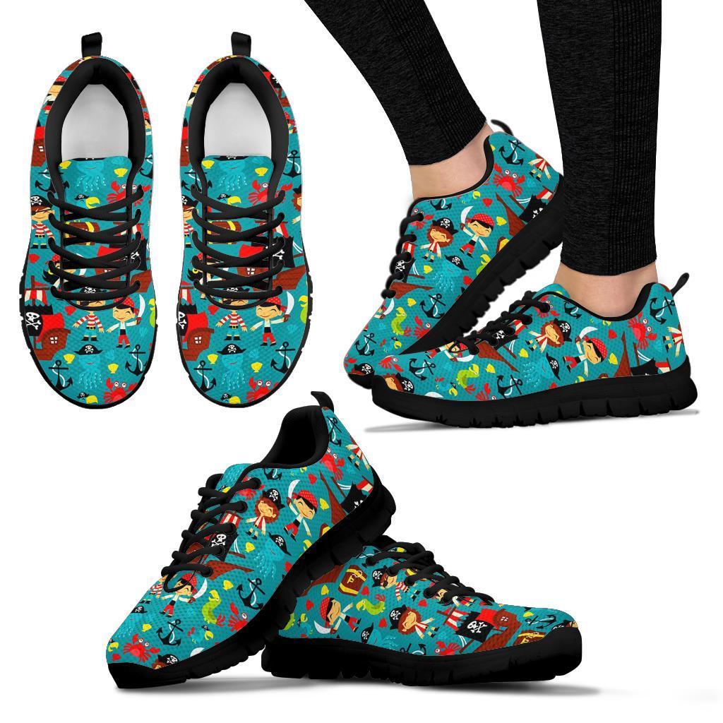 Pirate Pattern Print Sneaker Shoes For Men Women-grizzshop