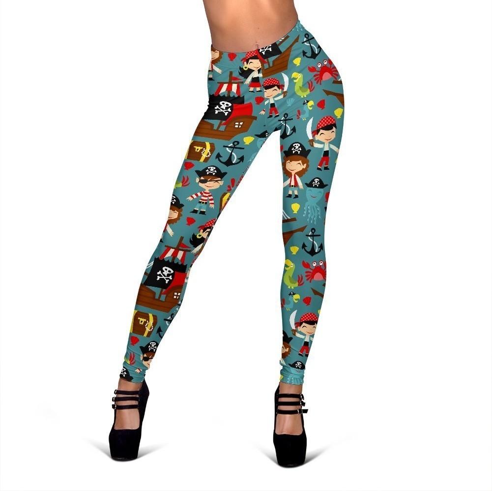 Pirate Pattern Print Women Leggings-grizzshop