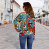 Pirate Pattern Print Women Off Shoulder Sweatshirt-grizzshop