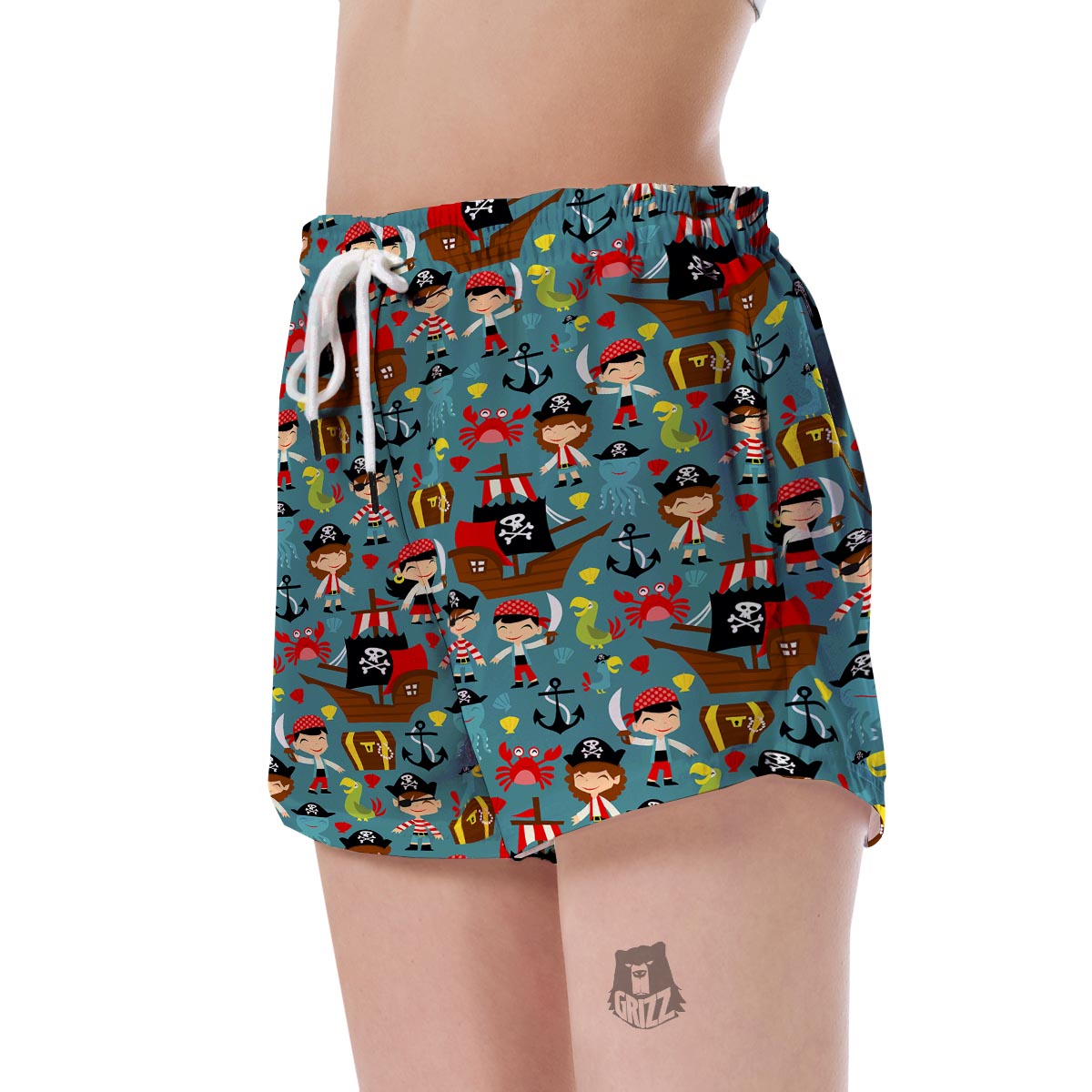 Pirate Pattern Print Women's Shorts-grizzshop