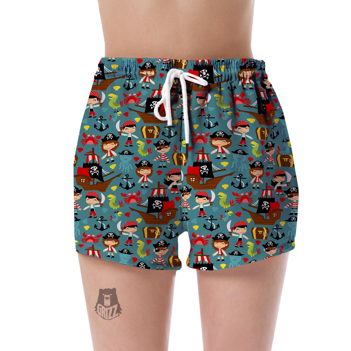 Pirate Pattern Print Women's Shorts-grizzshop