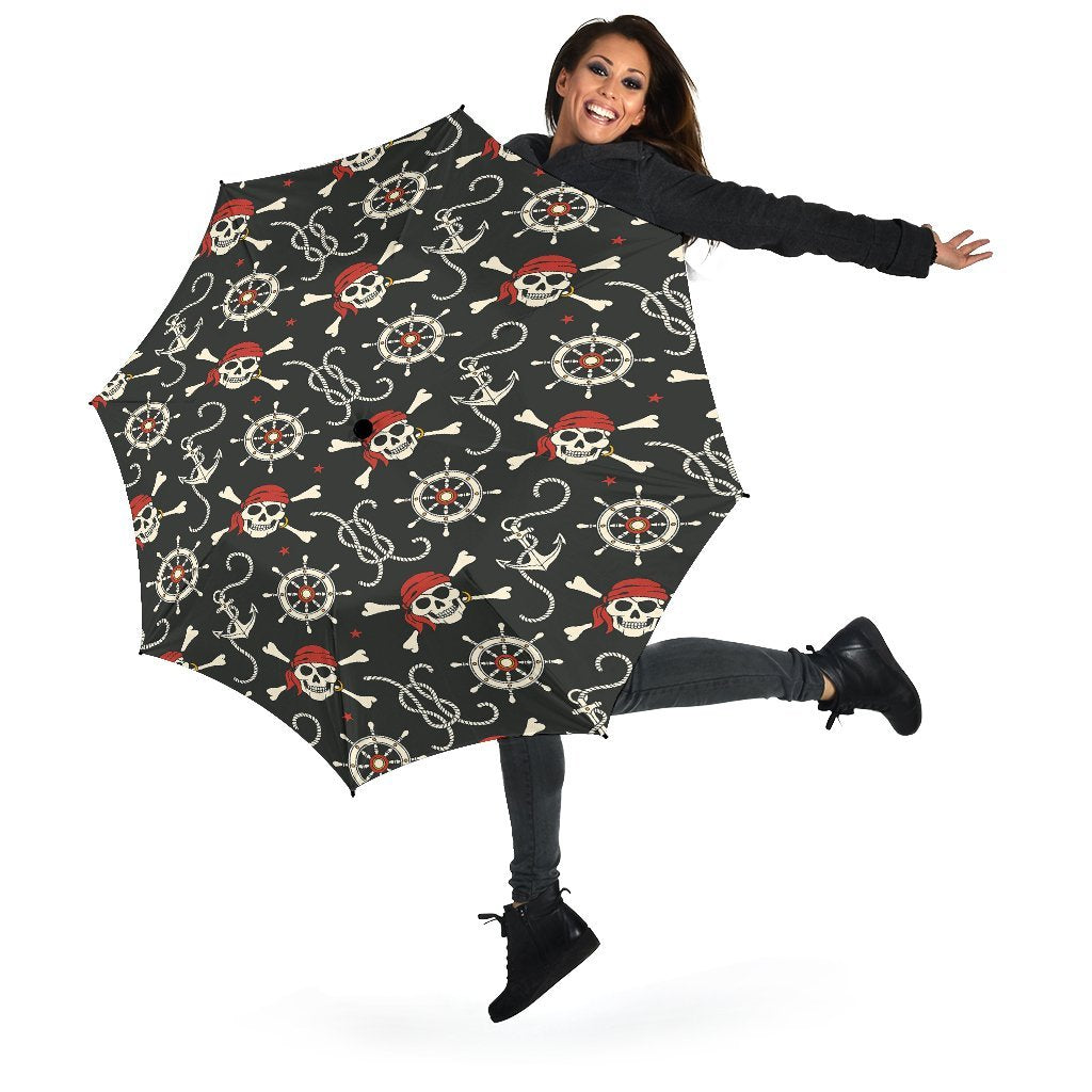 Pirate Skull Pattern Print Automatic Foldable Umbrella-grizzshop