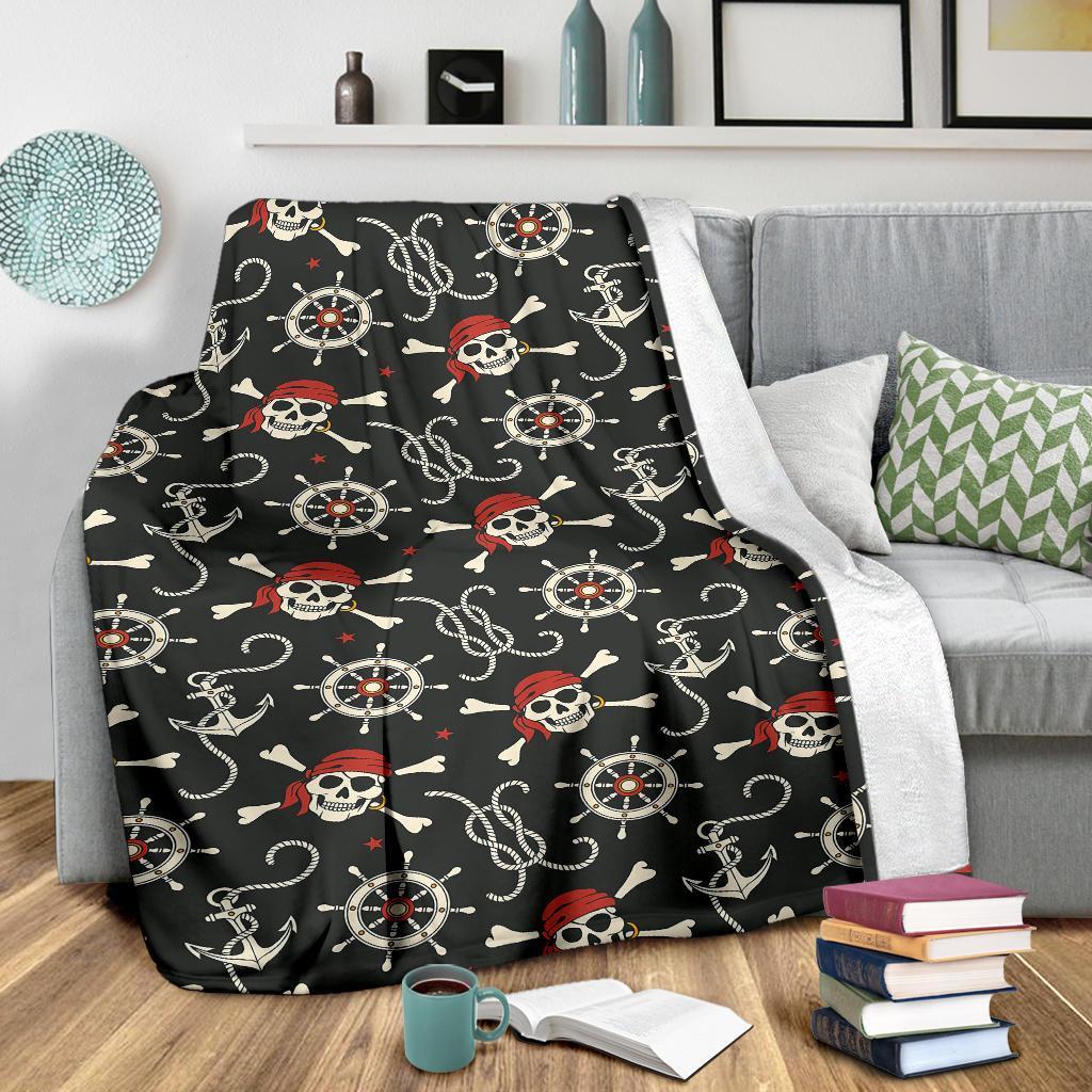 Pirate Skull Pattern Print Blanket-grizzshop