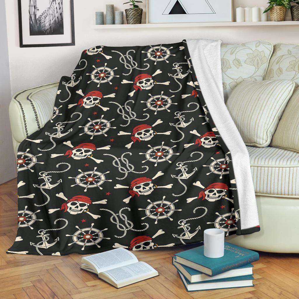 Pirate Skull Pattern Print Blanket-grizzshop