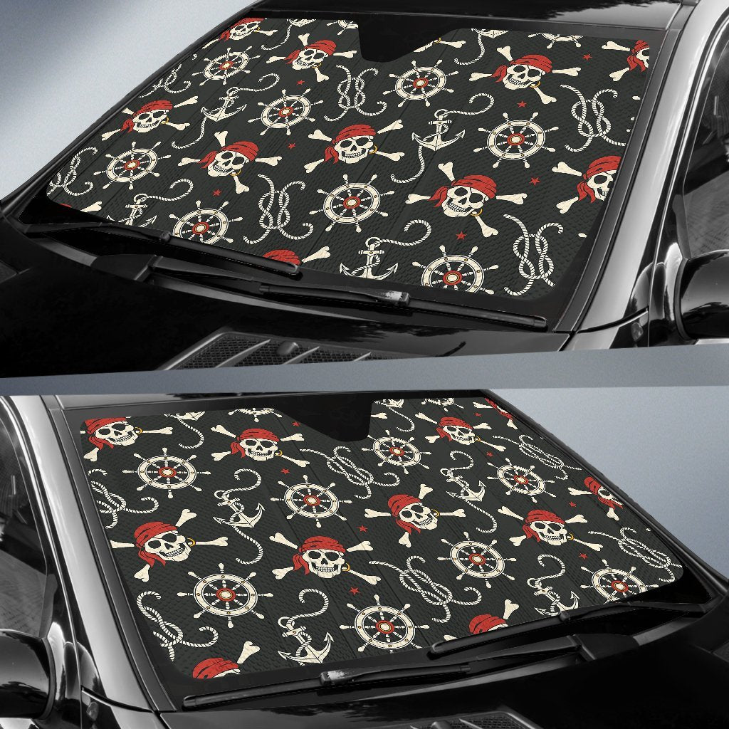 Pirate Skull Pattern Print Car Sun Shade-grizzshop