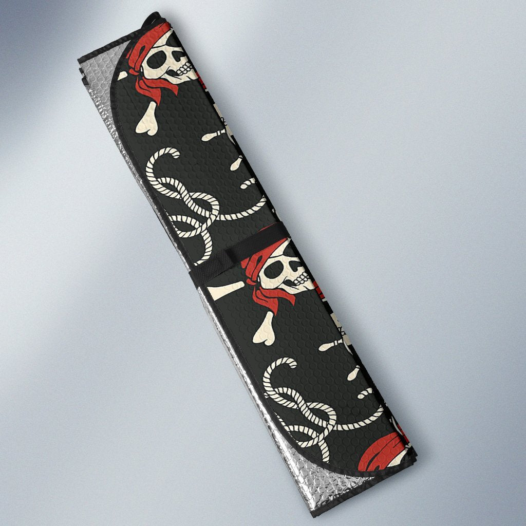 Pirate Skull Pattern Print Car Sun Shade-grizzshop