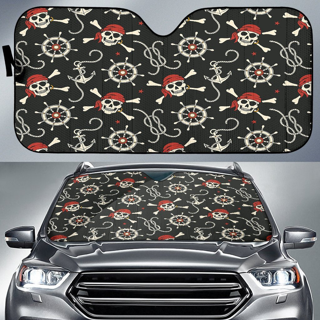 Pirate Skull Pattern Print Car Sun Shade-grizzshop