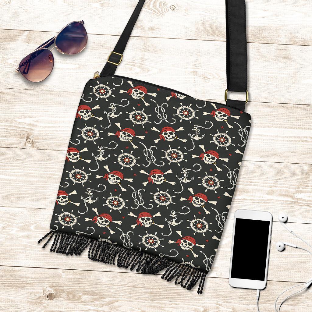 Pirate Skull Pattern Print Crossbody bags-grizzshop