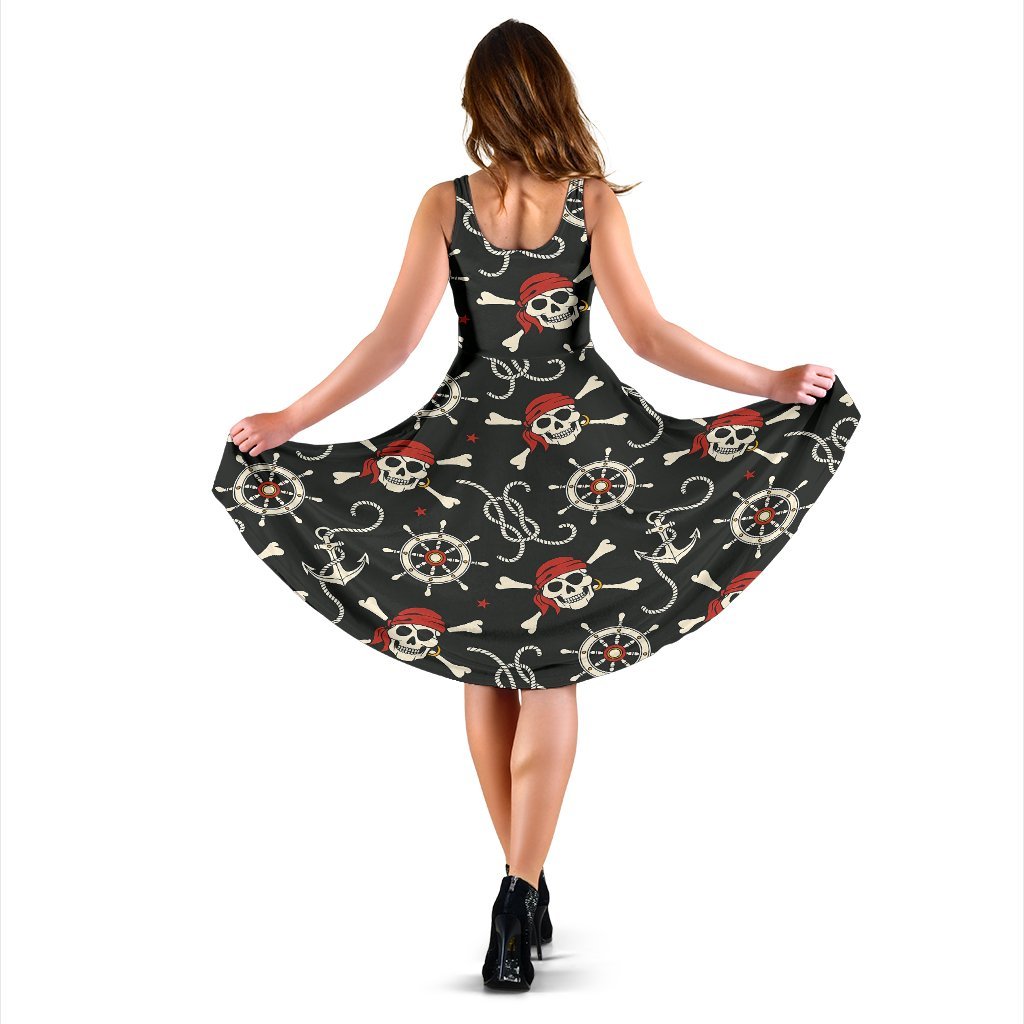 Pirate Skull Pattern Print Dress-grizzshop