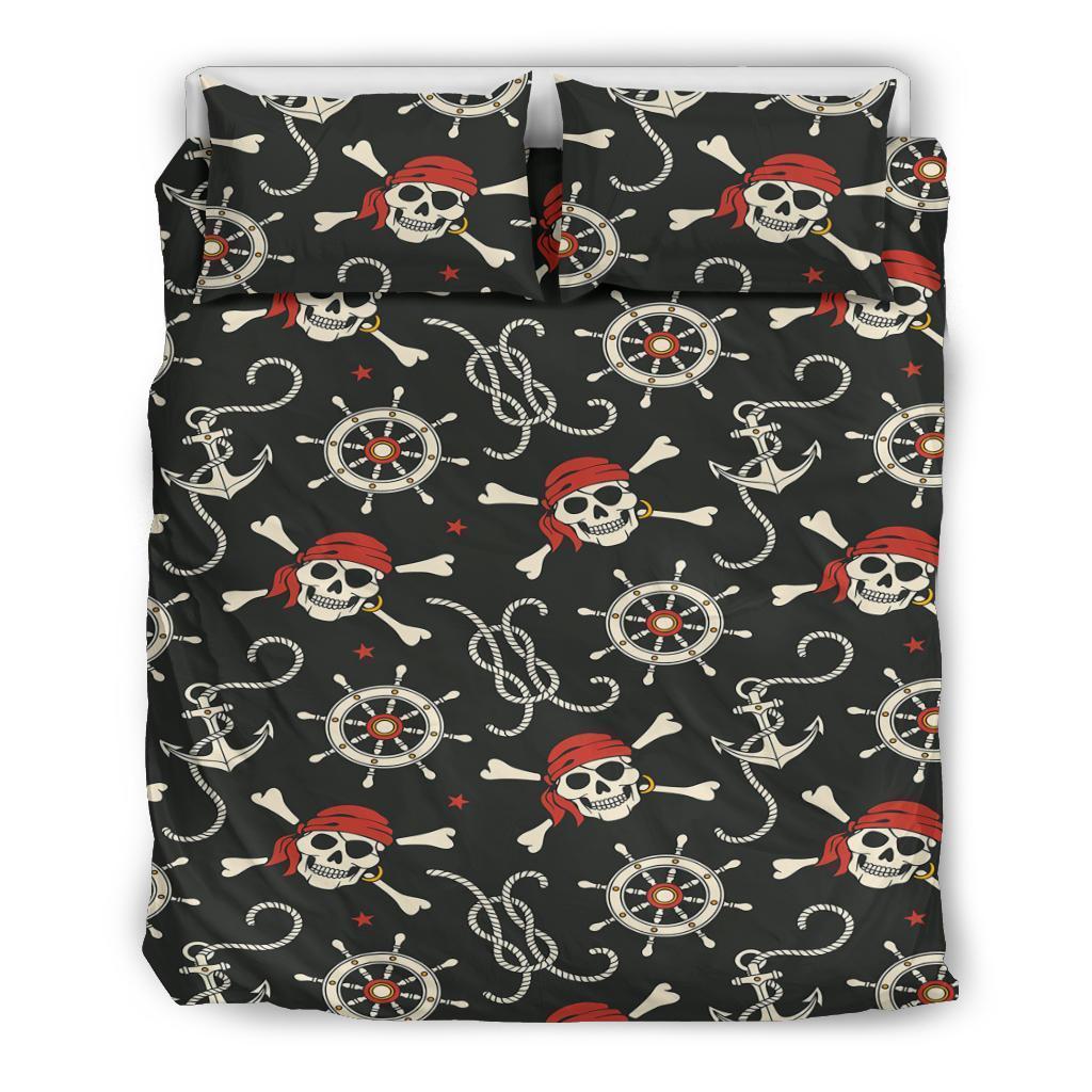Pirate Skull Pattern Print Duvet Cover Bedding Set-grizzshop