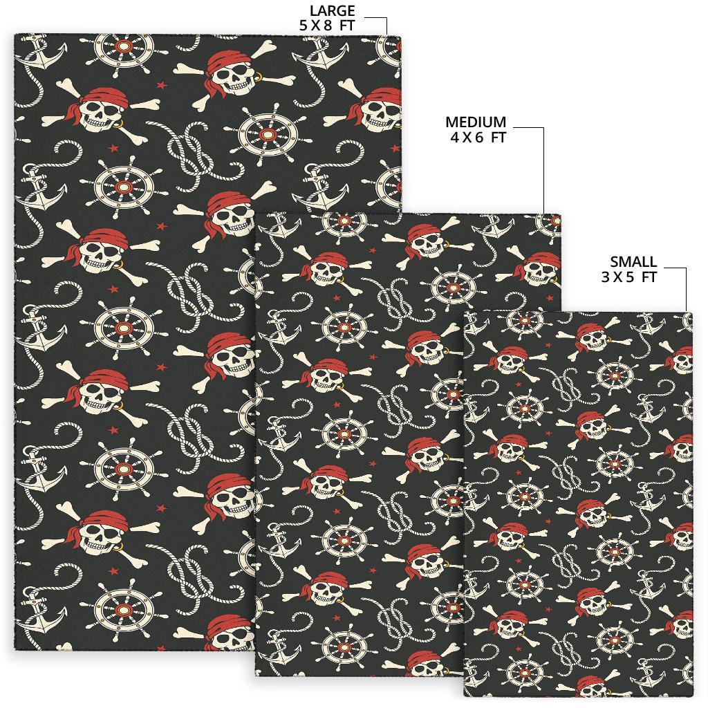 Pirate Skull Pattern Print Floor Mat-grizzshop