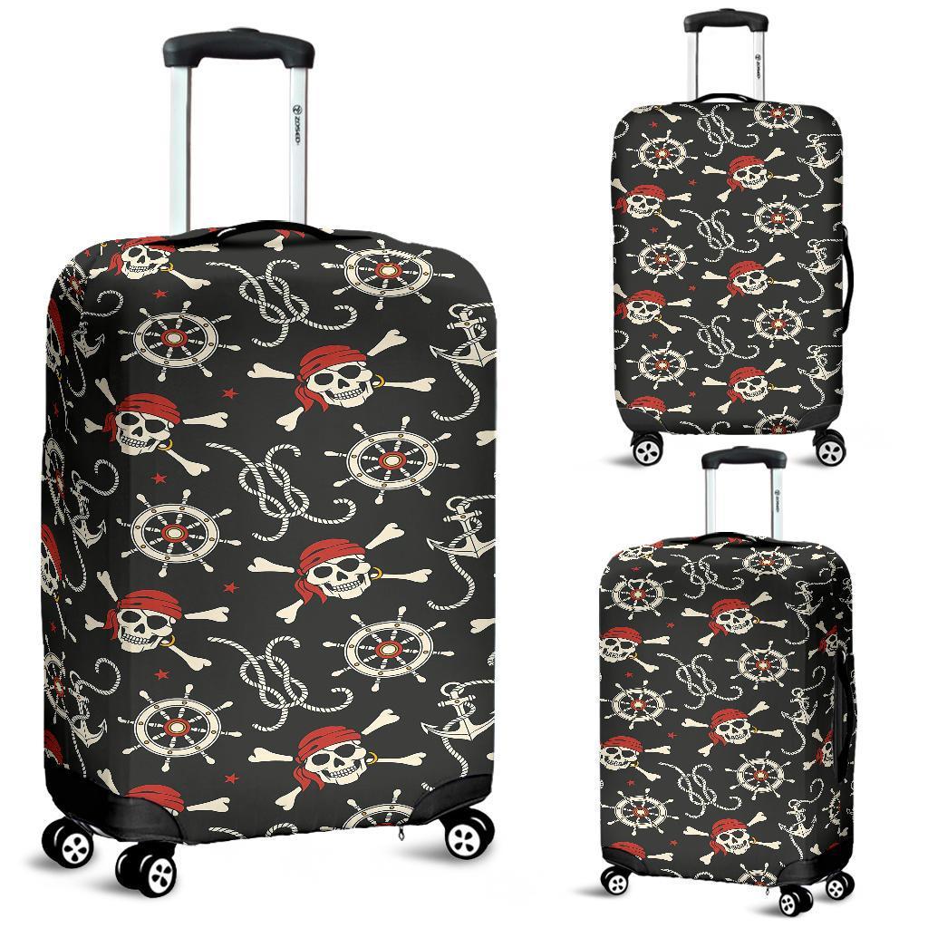 Pirate Skull Pattern Print Luggage Cover Protector-grizzshop