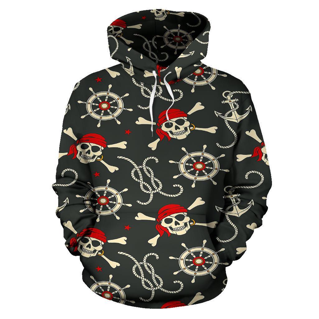 Pirate Skull Pattern Print Men Women Pullover Hoodie-grizzshop