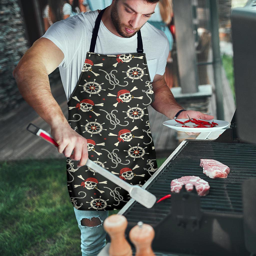 Pirate Skull Pattern Print Men's Apron-grizzshop