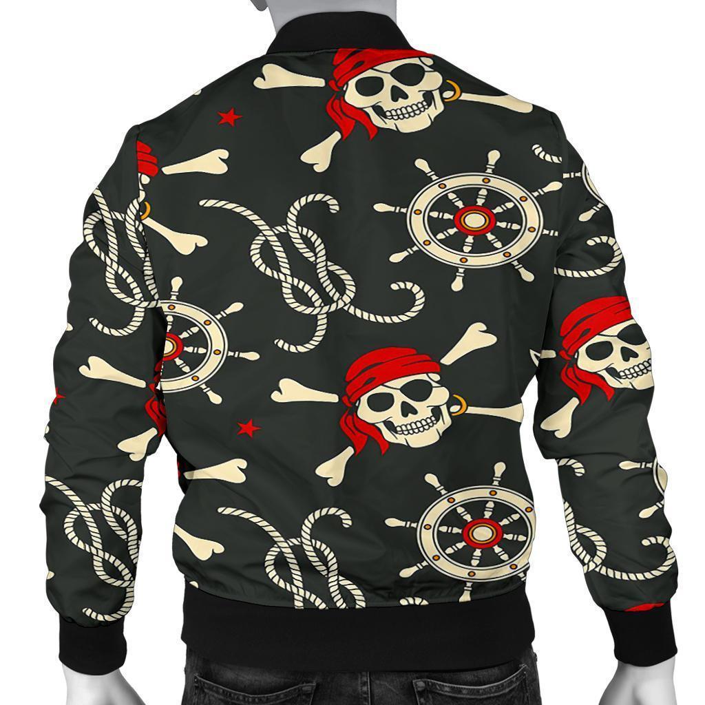 Pirate Skull Pattern Print Men's Bomber Jacket-grizzshop