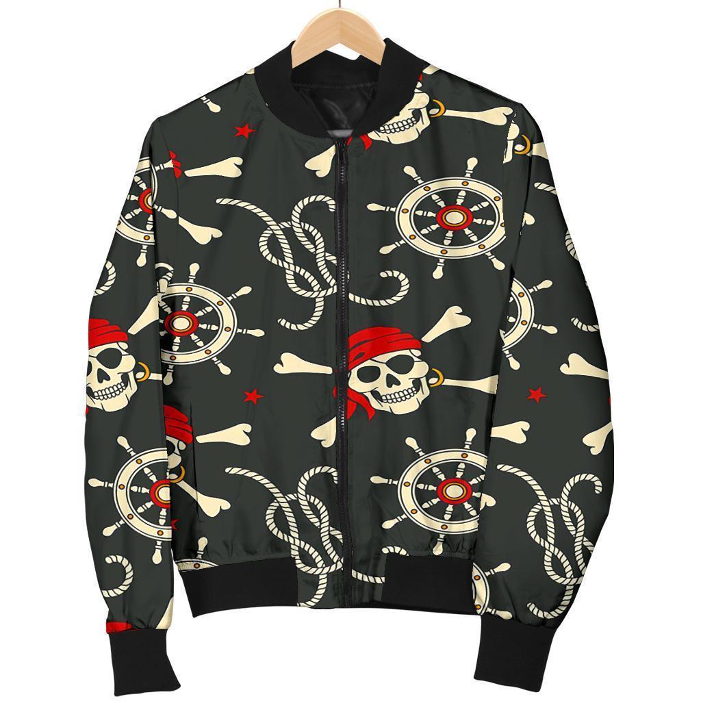 Pirate Skull Pattern Print Men's Bomber Jacket-grizzshop