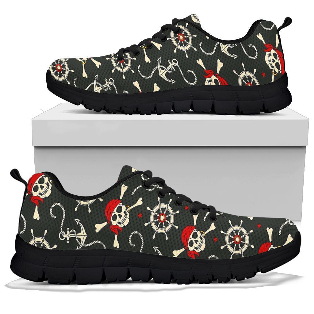 Pirate Skull Pattern Print Sneaker Shoes For Men Women-grizzshop