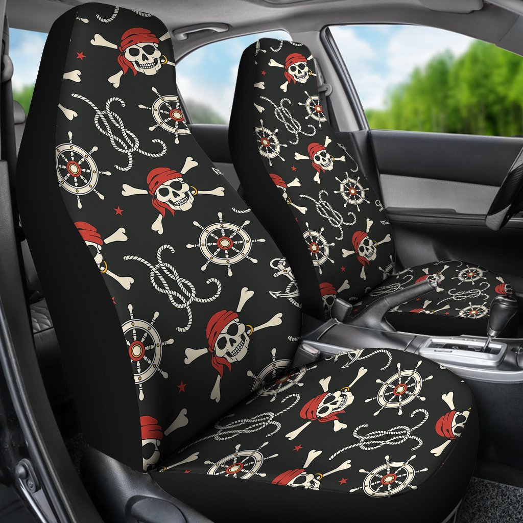 Pirate Skull Pattern Print Universal Fit Car Seat Covers-grizzshop