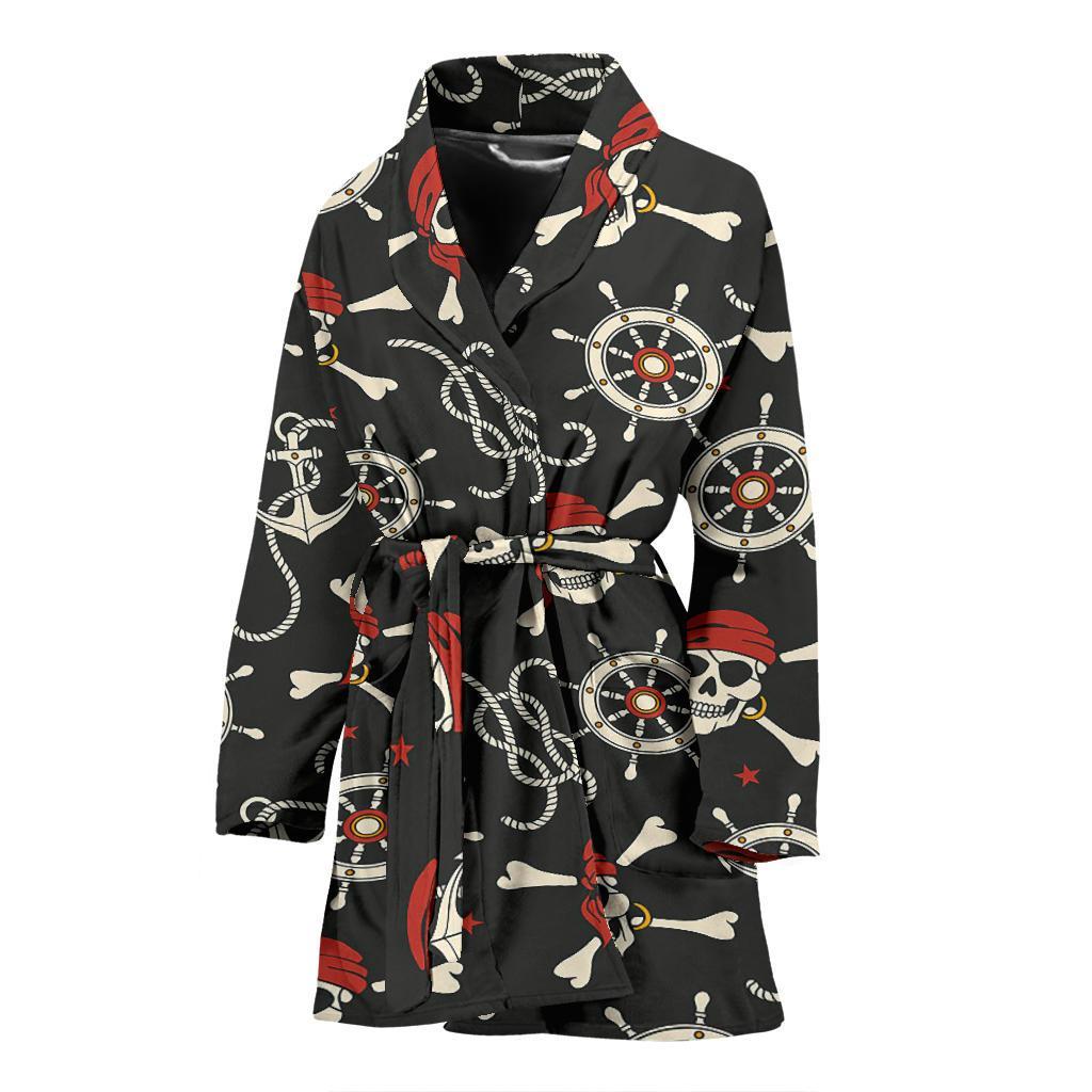 Pirate Skull Pattern Print Women Long Robe-grizzshop