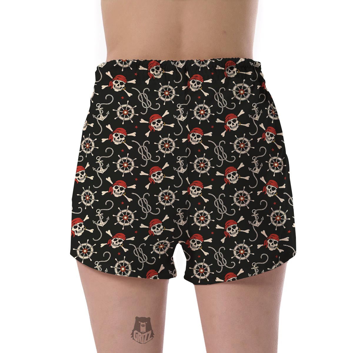 Pirate Skull Pattern Print Women's Shorts-grizzshop