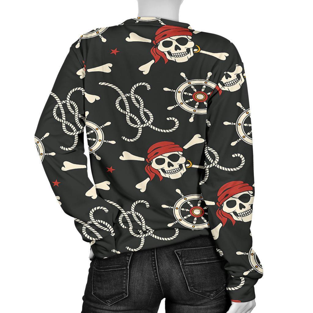 Pirate Skull Pattern Print Women's Sweatshirt-grizzshop