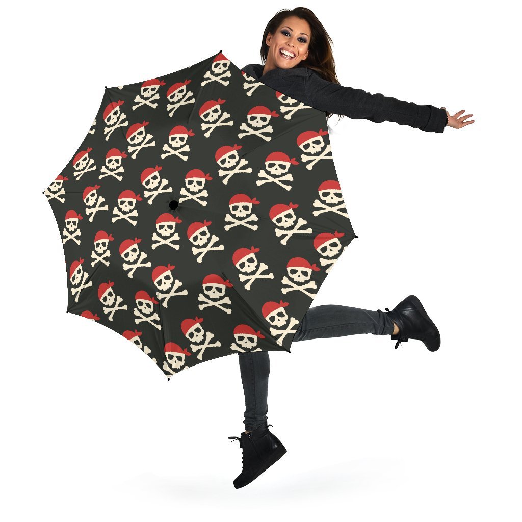 Pirate Skull Print Pattern Automatic Foldable Umbrella-grizzshop