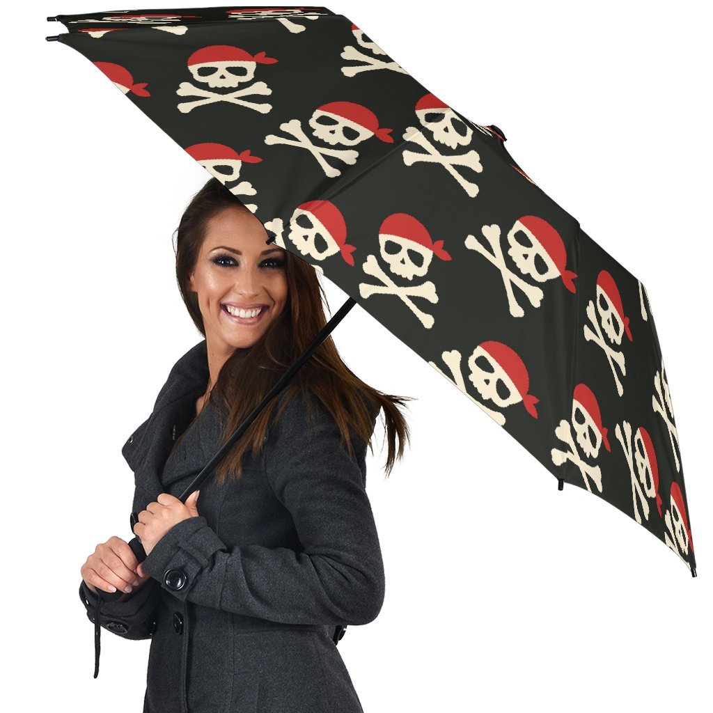 Pirate Skull Print Pattern Automatic Foldable Umbrella-grizzshop