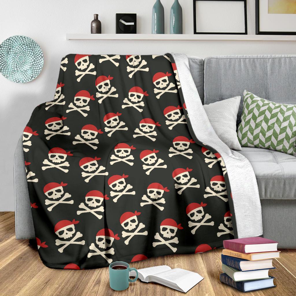 Pirate Skull Print Pattern Blanket-grizzshop