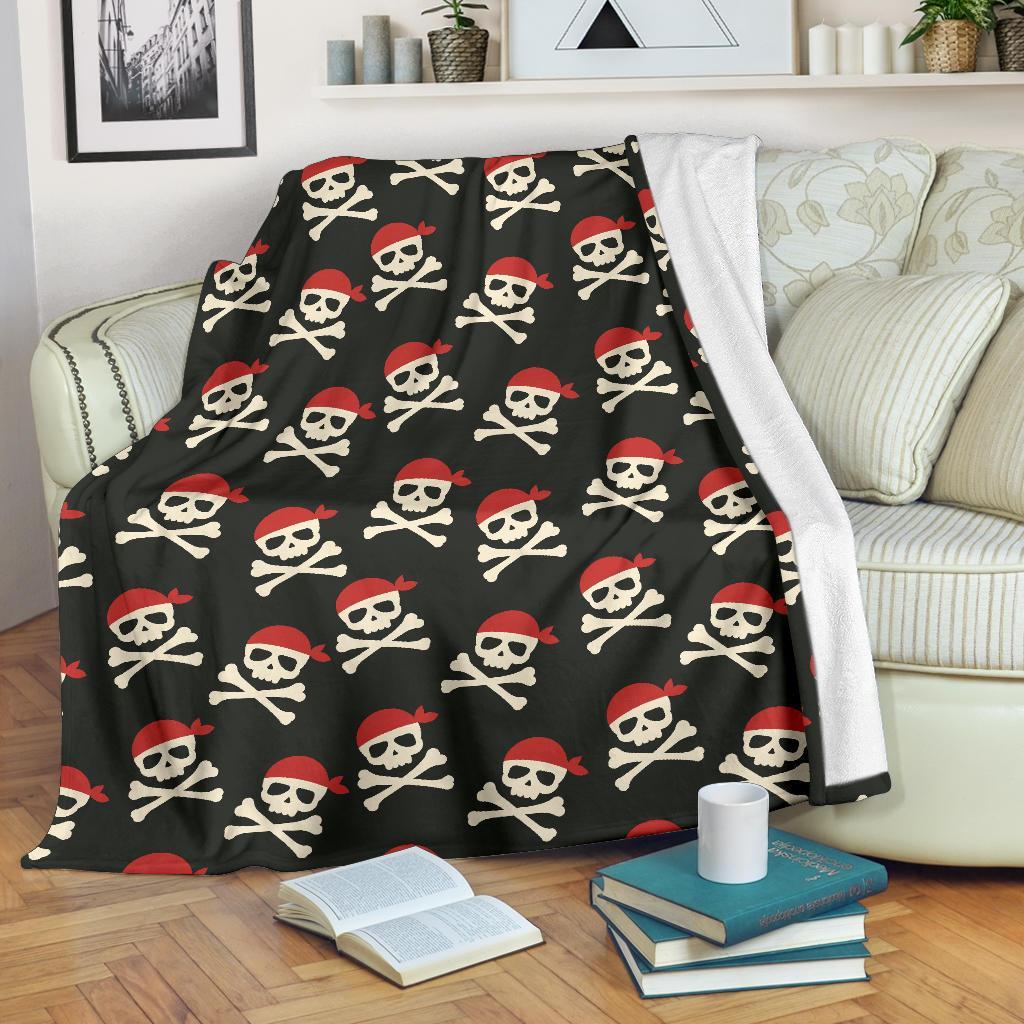 Pirate Skull Print Pattern Blanket-grizzshop