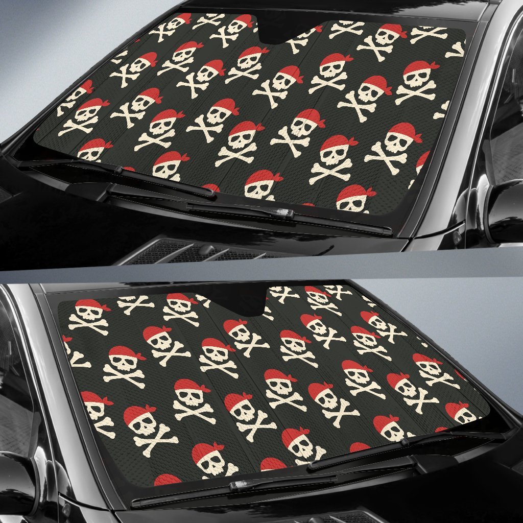 Pirate Skull Print Pattern Car Sun Shade-grizzshop