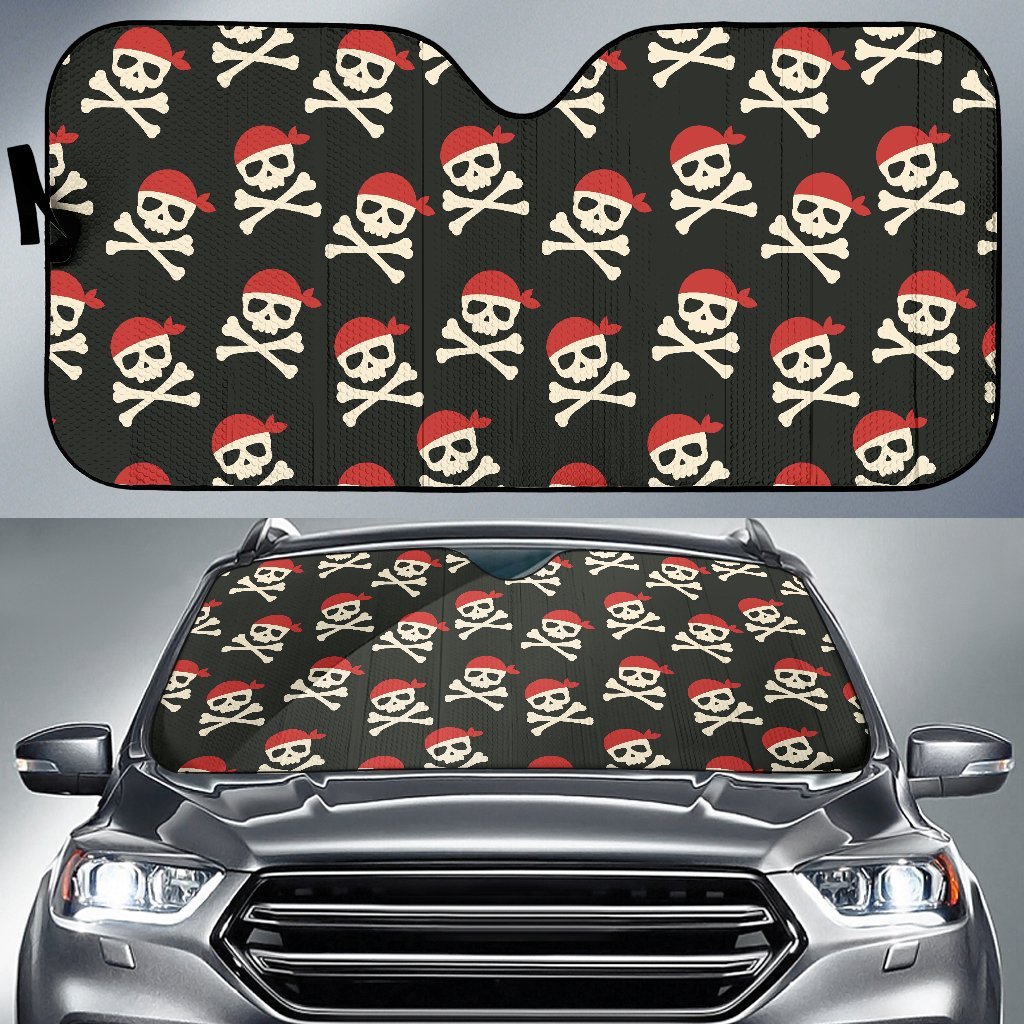 Pirate Skull Print Pattern Car Sun Shade-grizzshop