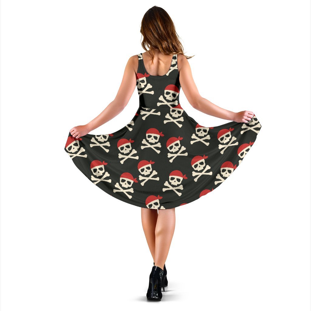 Pirate Skull Print Pattern Dress-grizzshop