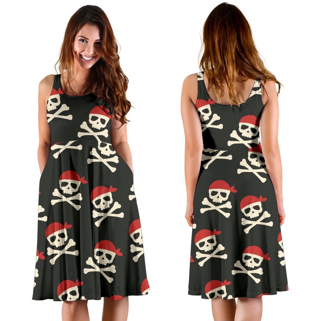 Pirate Skull Print Pattern Dress-grizzshop