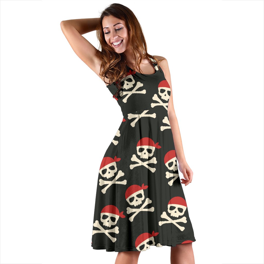 Pirate Skull Print Pattern Dress-grizzshop