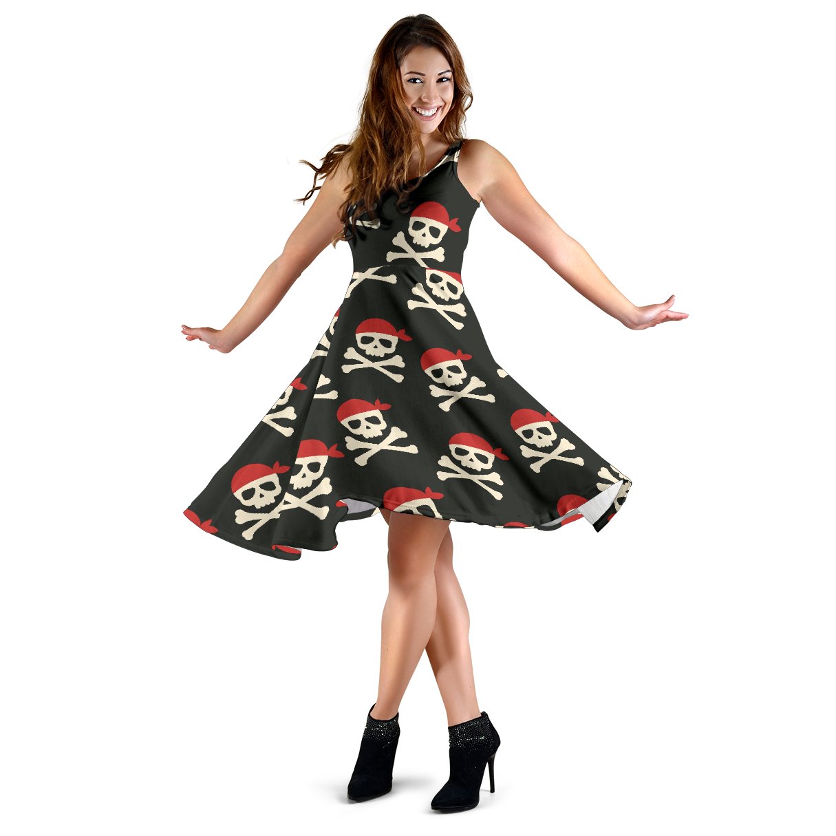 Pirate Skull Print Pattern Dress-grizzshop