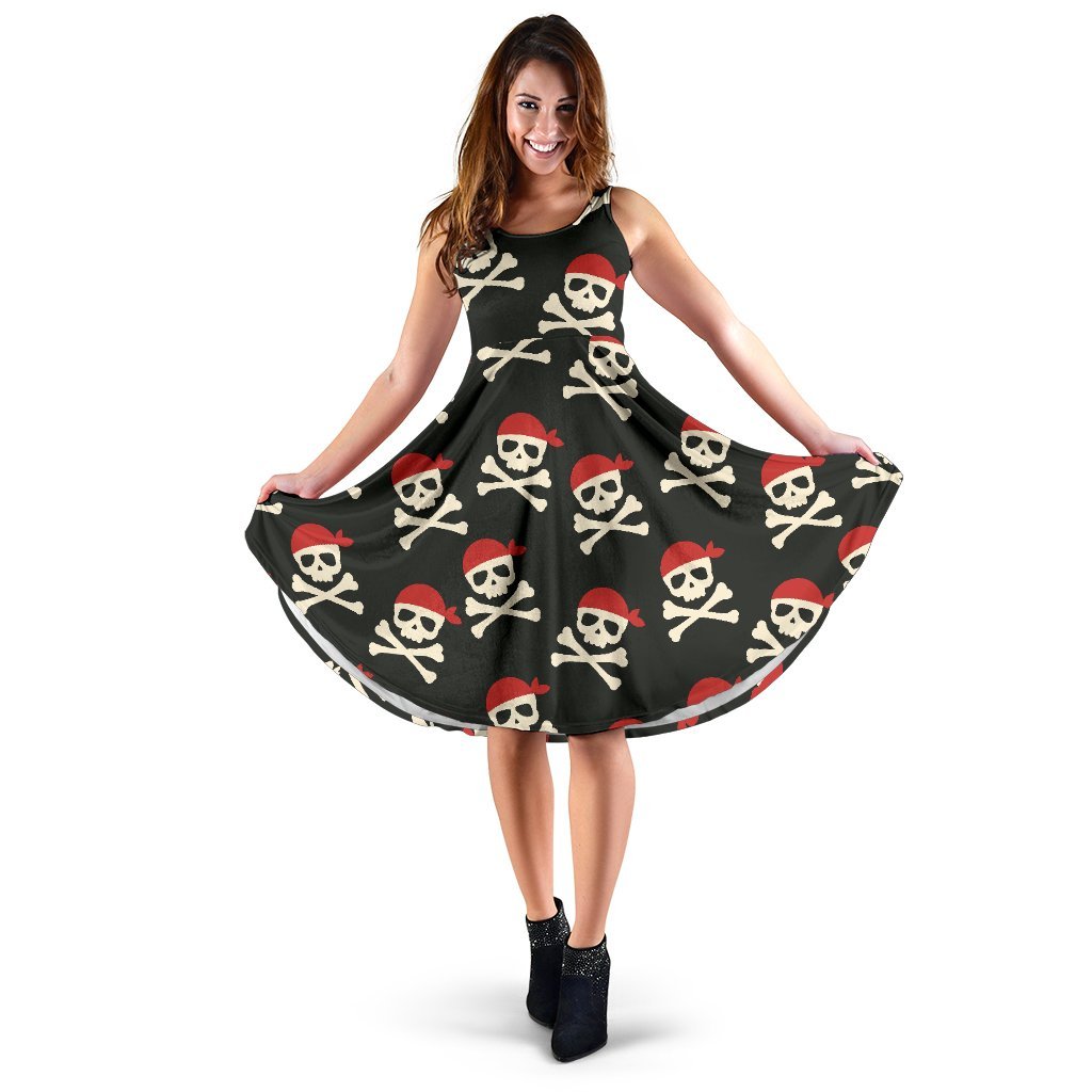 Pirate Skull Print Pattern Dress-grizzshop