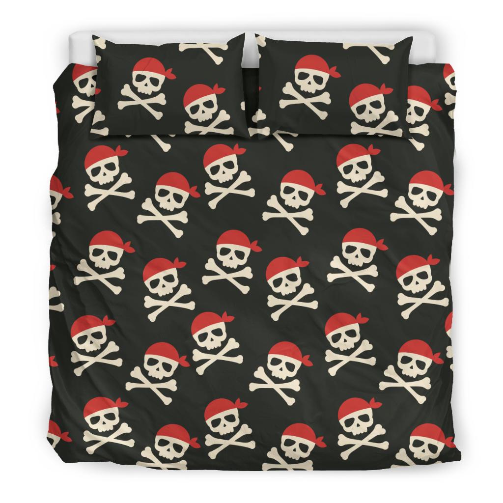 Pirate Skull Print Pattern Duvet Cover Bedding Set-grizzshop