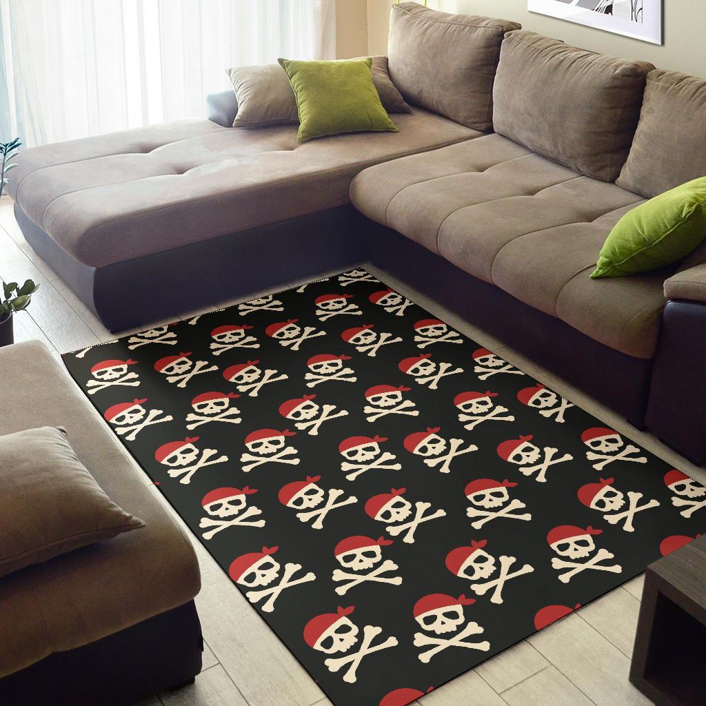 Pirate Skull Print Pattern Floor Mat-grizzshop
